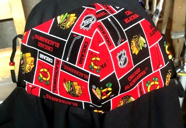 ***Chicago Black Hawks*** REVERSIBLE Cotton Face mask (handmade)