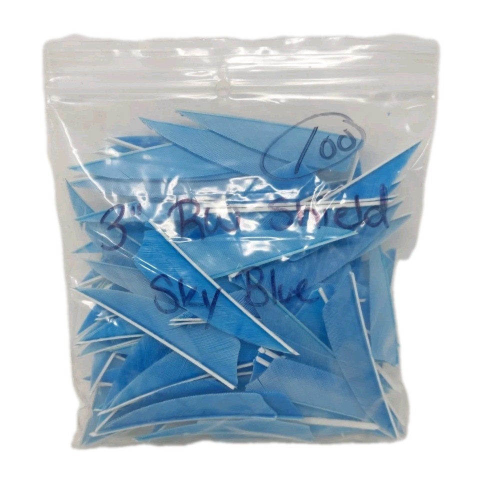 100 Pack Archery Arrow Feathers 3" Right Wing: Shield Sky Blue