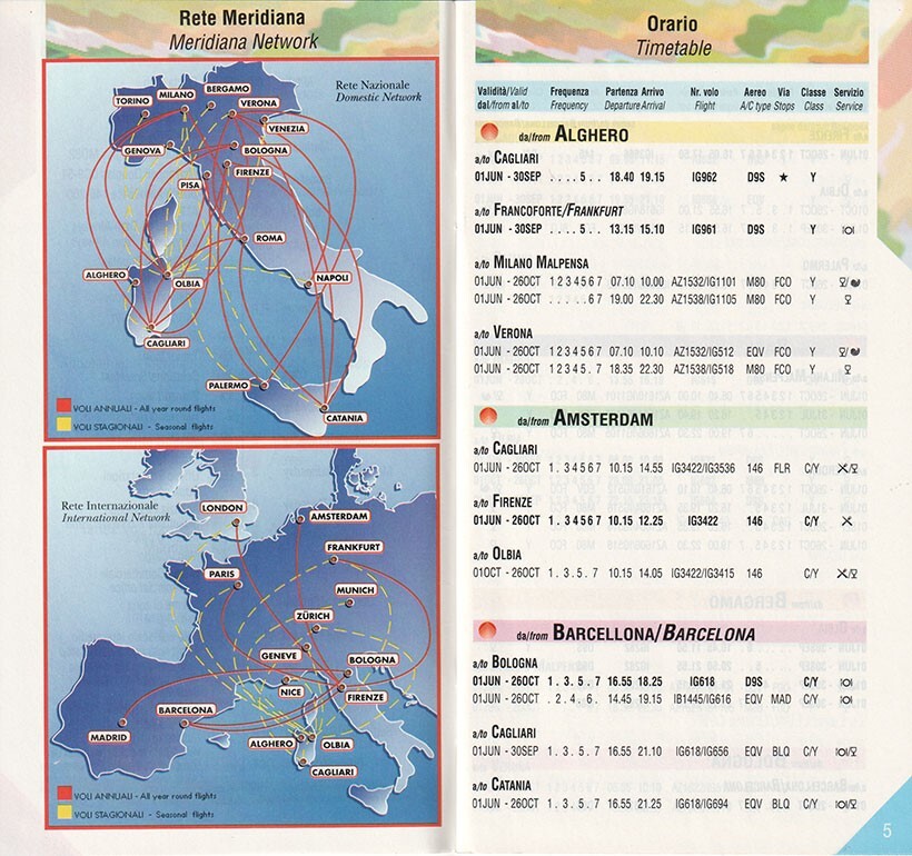Meridiana timetable 1996/06/01