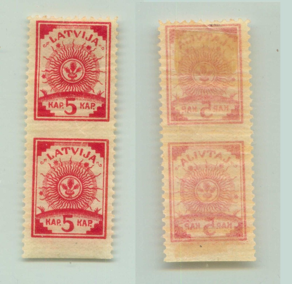 Latvia 1919 SC 18 mint pelure p missing perf pair. rtc2196