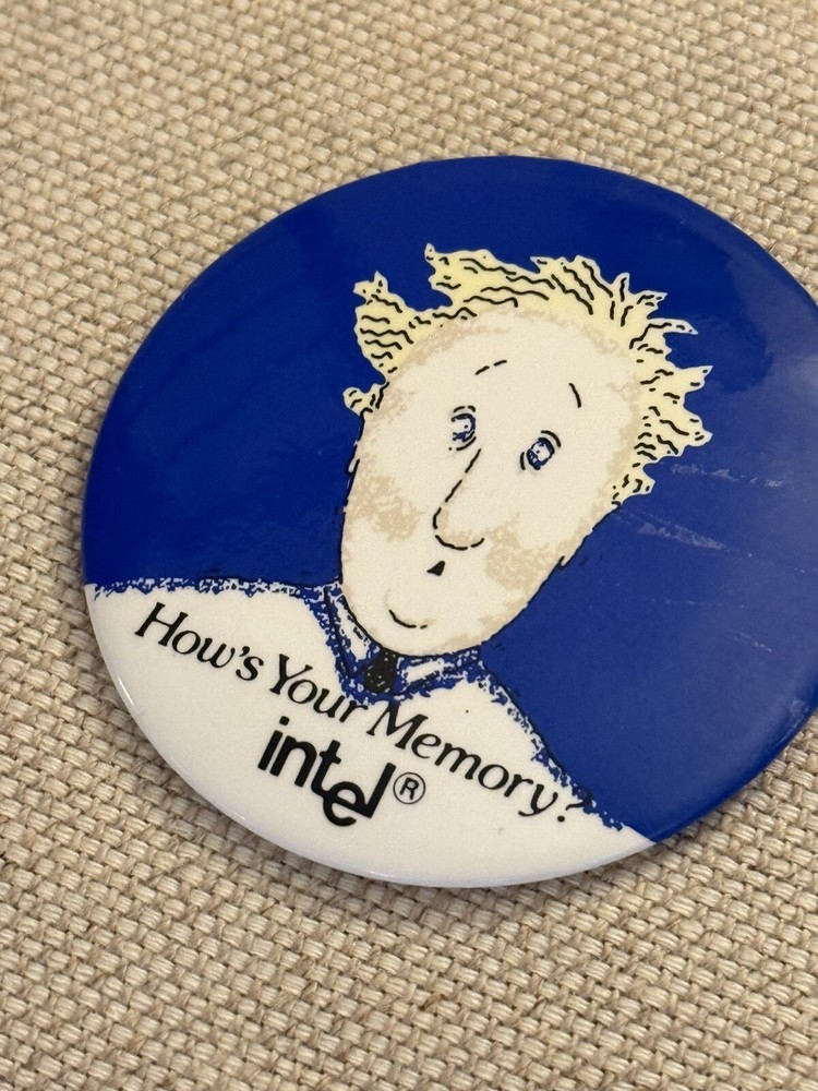 Vintage Intel Computer IT PC Memory Processor Microchip Tech Pin Pinback Button