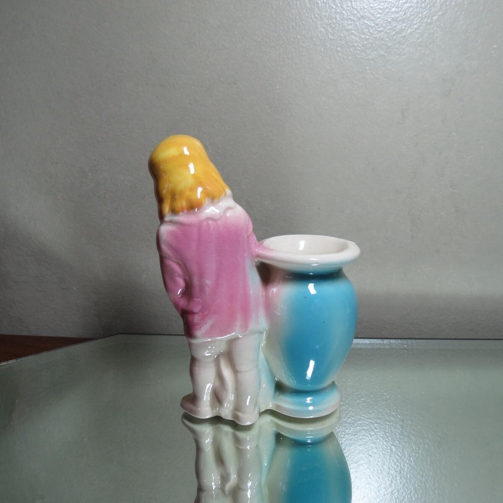 Plume hatted gentleman vintage planter bowing
