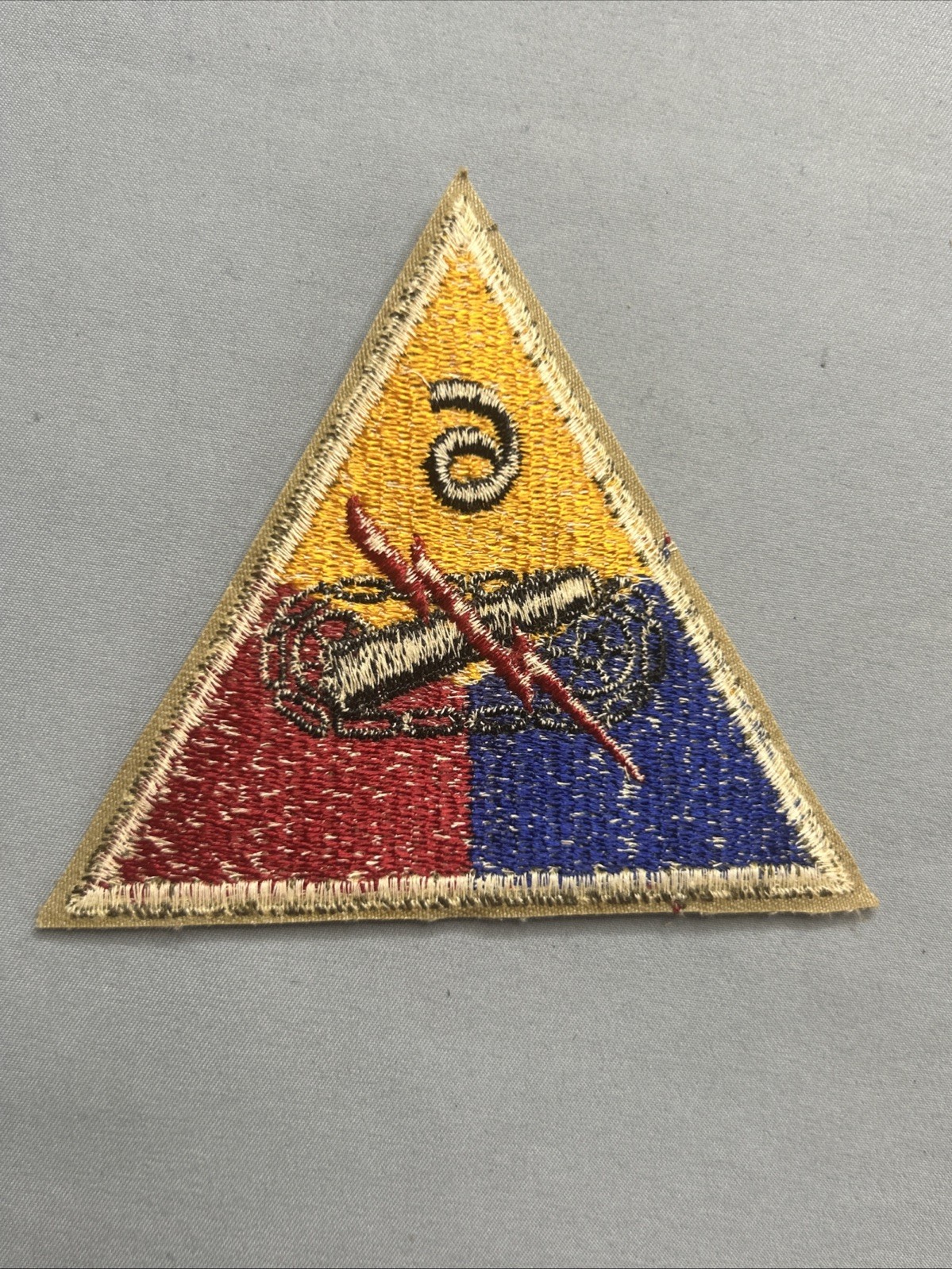 NOS Original WW2 Vintage 6th ARMORED DIVISION US ARMY PATCH OD Border No Glow