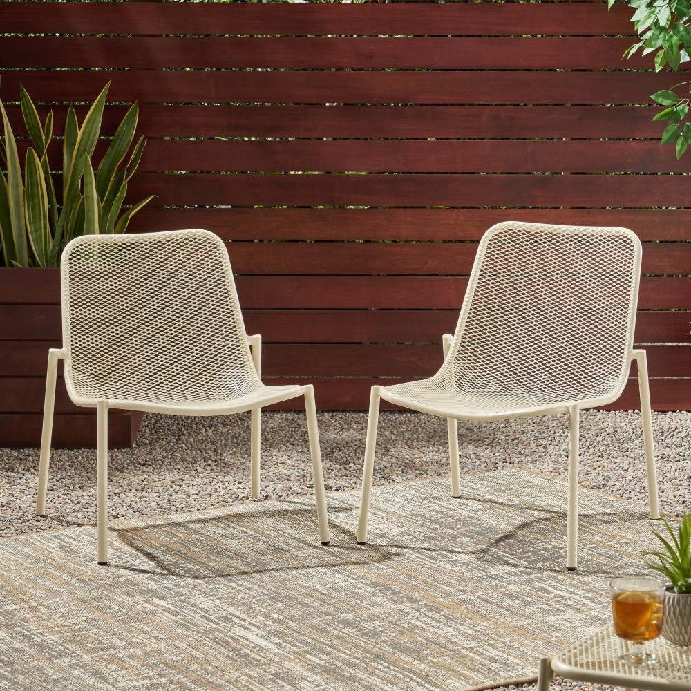 Unbranded Iron Stacking Chairs w/ Waterproof Coated Frame - White