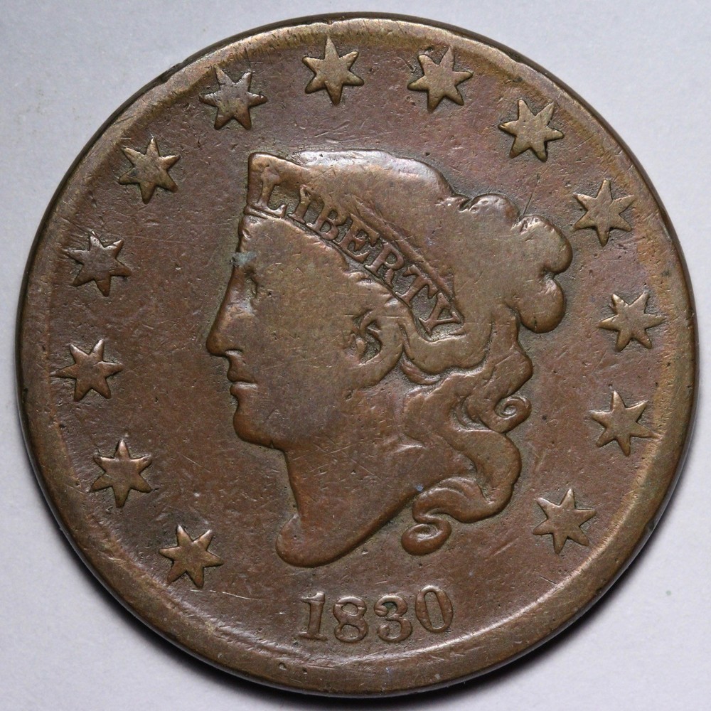 1830 Coronet Head Large Cent FINE E100 SWNM