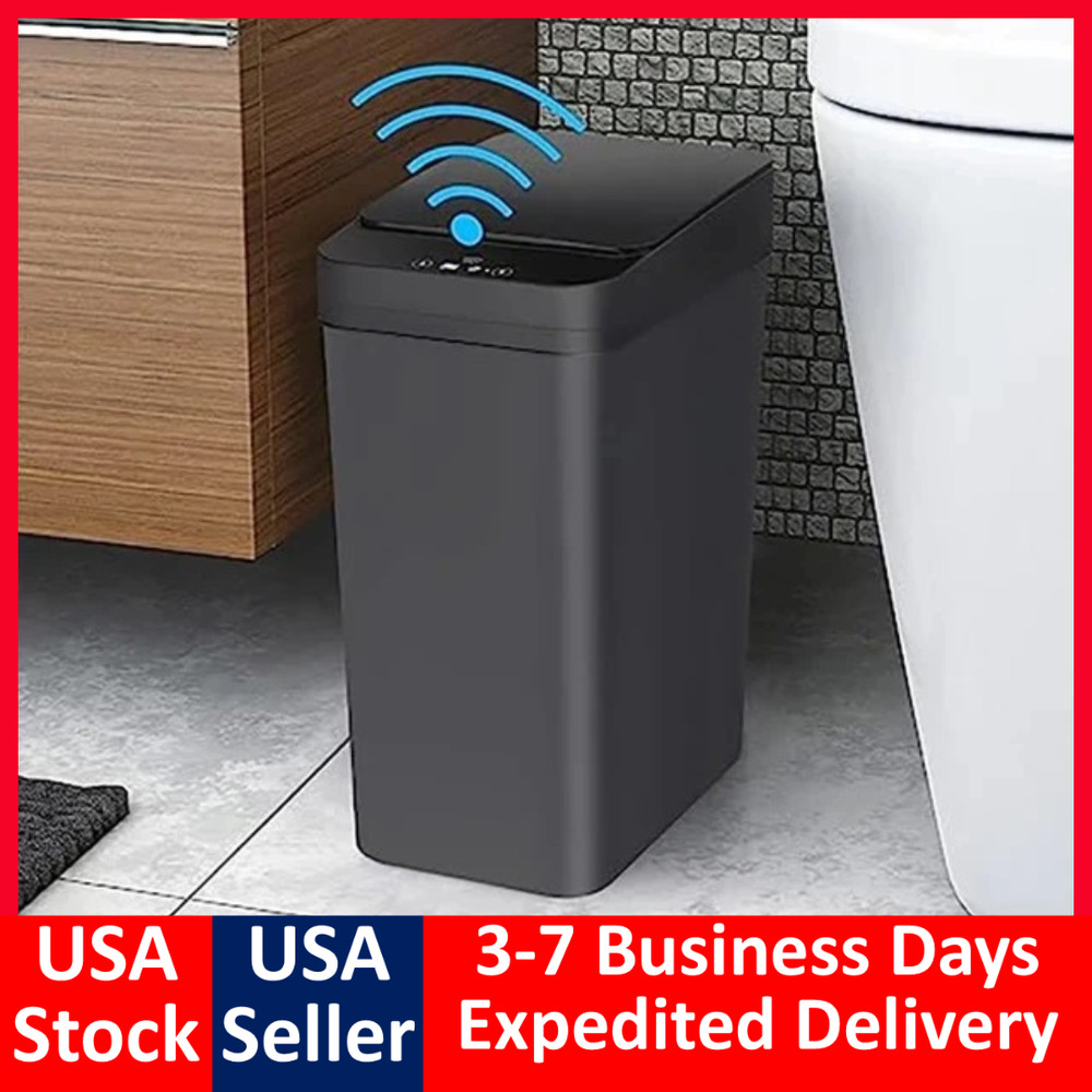 Kitchen Trash Can Toilet Bathroom Can Automatic Garbage Can with Lid ZERO TOUCH