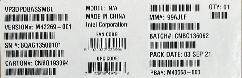 Intel VP3DPDBASSMBL Secondary Power Distribution Board NEW BROWN BOX