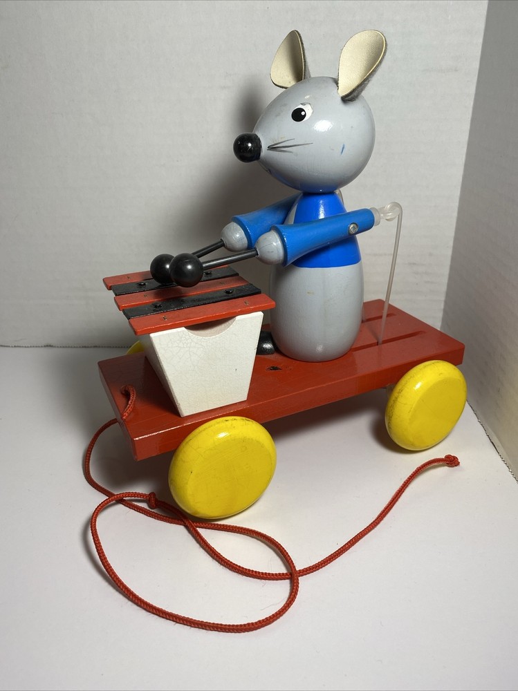 Mouse/ Rat Xylophone Wooden Pull Toy Works-READ