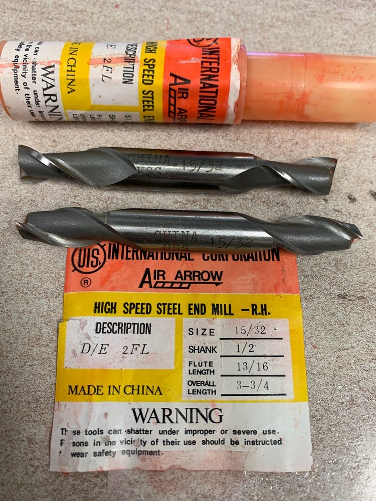 NEW- HIGH SPEED 15/32 END MILL 2PC