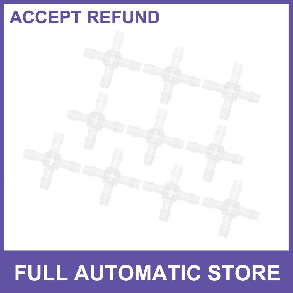 Plastic Hose Barb Fitting 3/16" OD Barb Cross 4*Way Pipe Connector Clear 10Pc