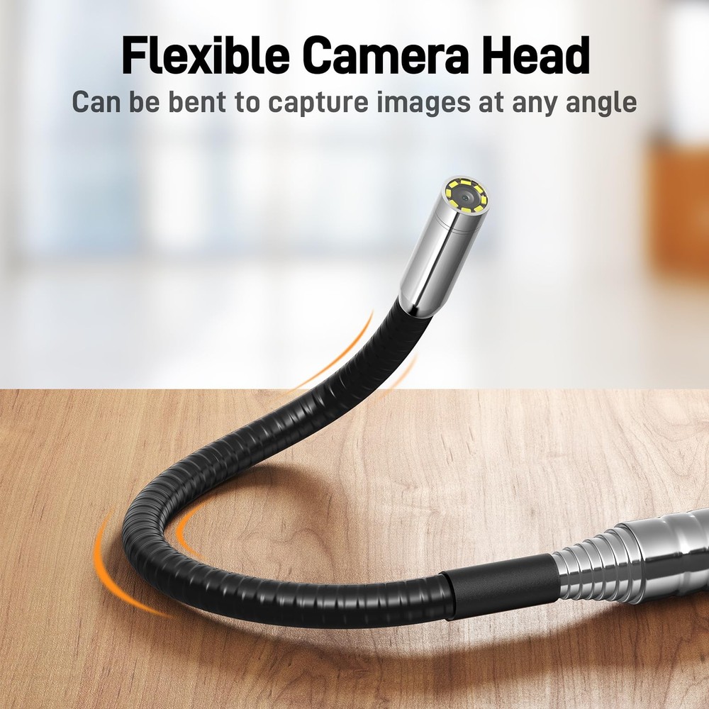 Telescopic Endoscope Inspection Camera with Screen & Light, 4.5" IPS Display ...