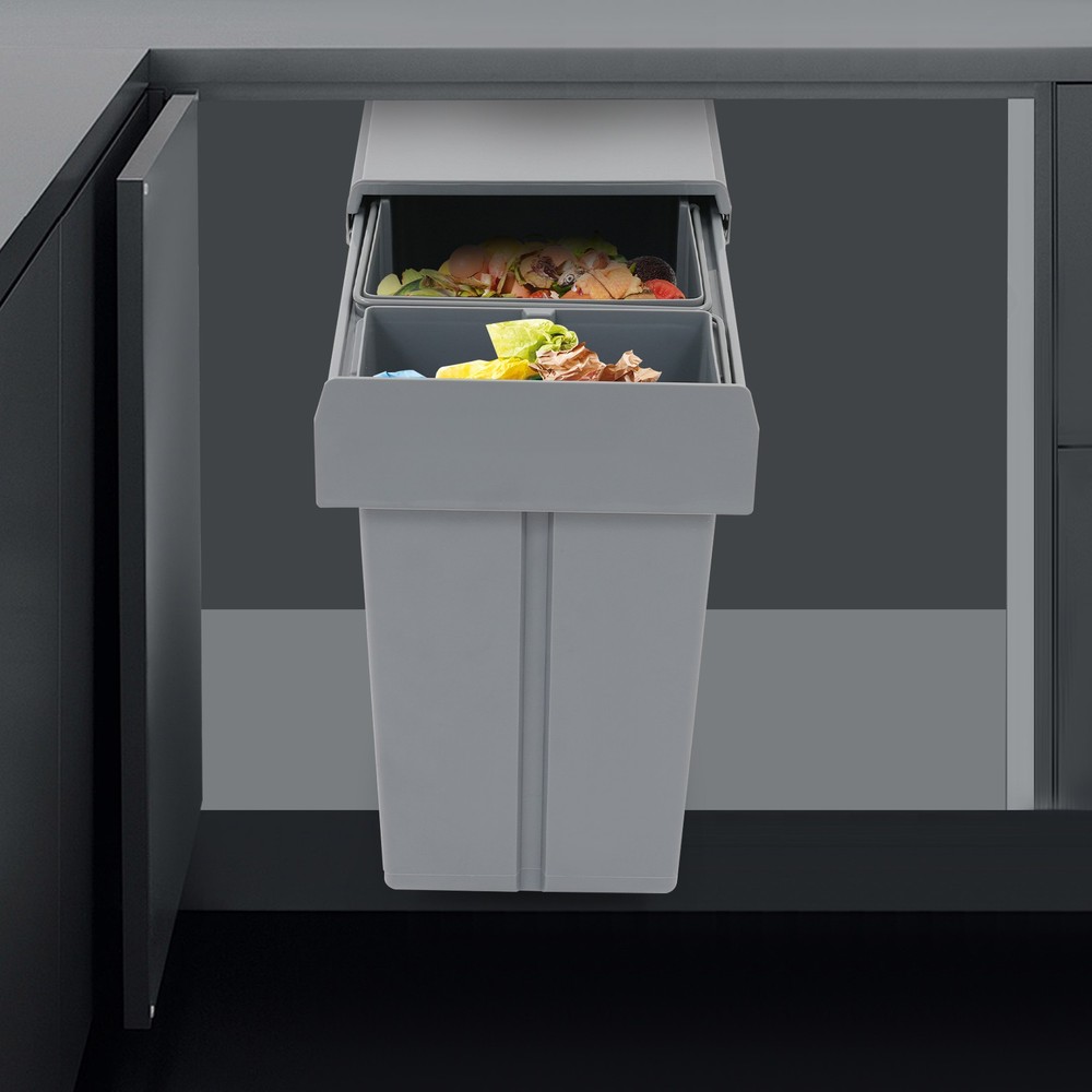 Pull Out Under Cabinet Trash Can Under Cabinet Trash Can 10L+20L Kitchen Cabinet