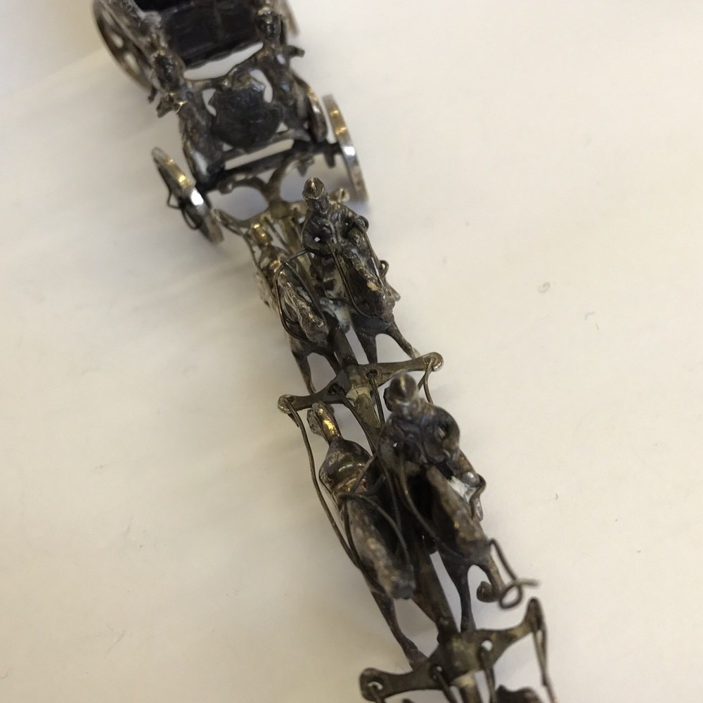 Fine Antique Solid Silver Miniature 1902 Coronation State Coach Salt 18cm