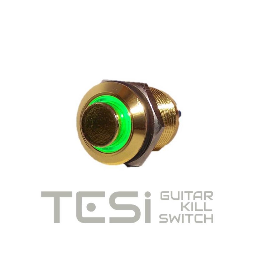 Tesi POCO 12MM LED Momentary Push Button Guitar Kill Switch Gold/Green