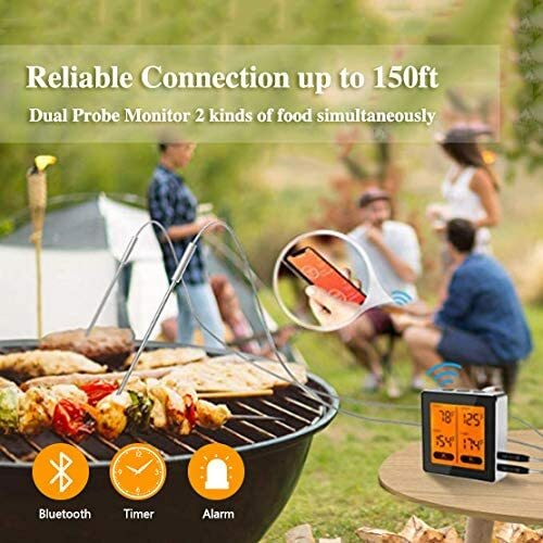 Smart Wireless Meat Thermometer with Dual Probe Bluetooth 100ft Range