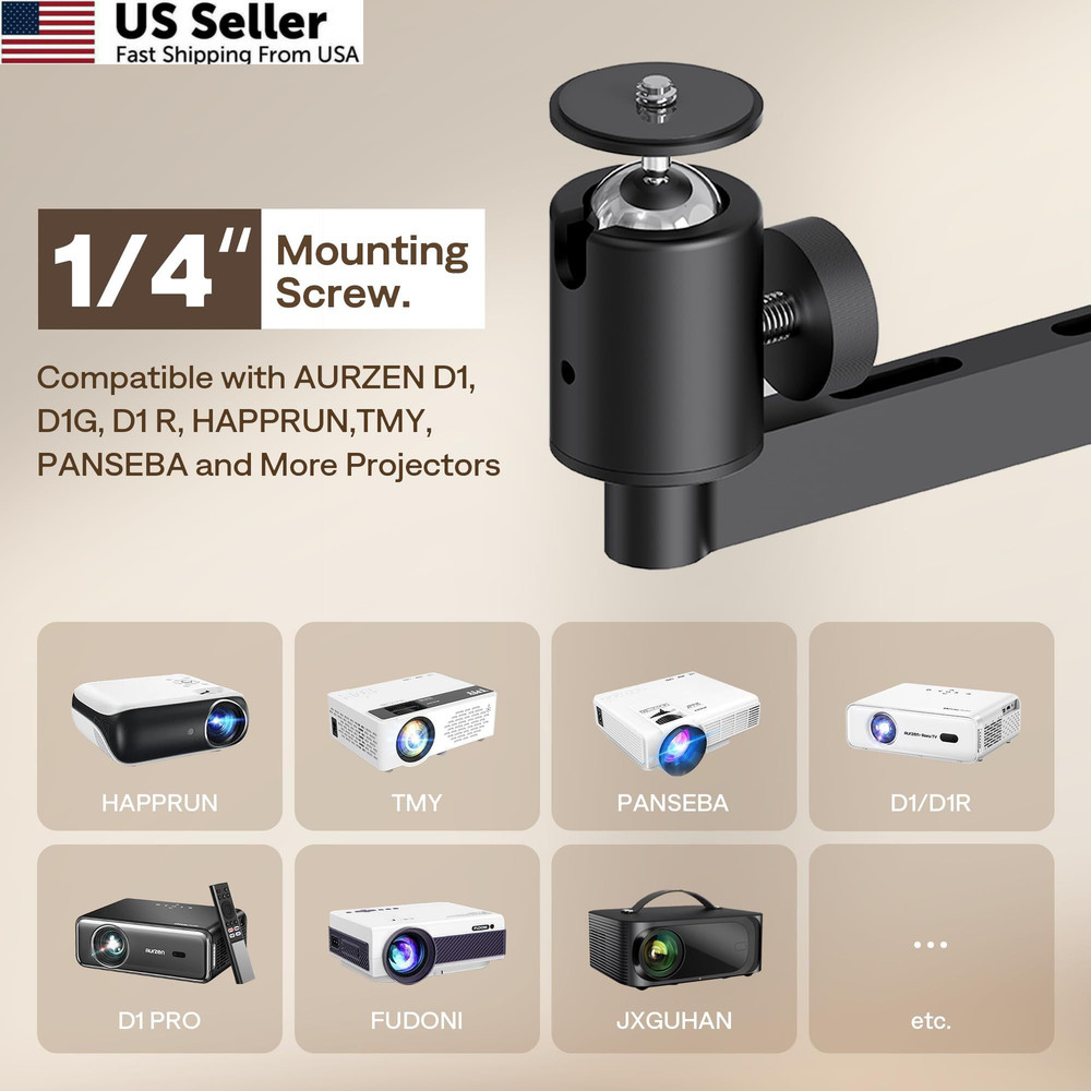 Aurzen Projector Wall Mount Shelf, Use with Adjustable Angle, metallic