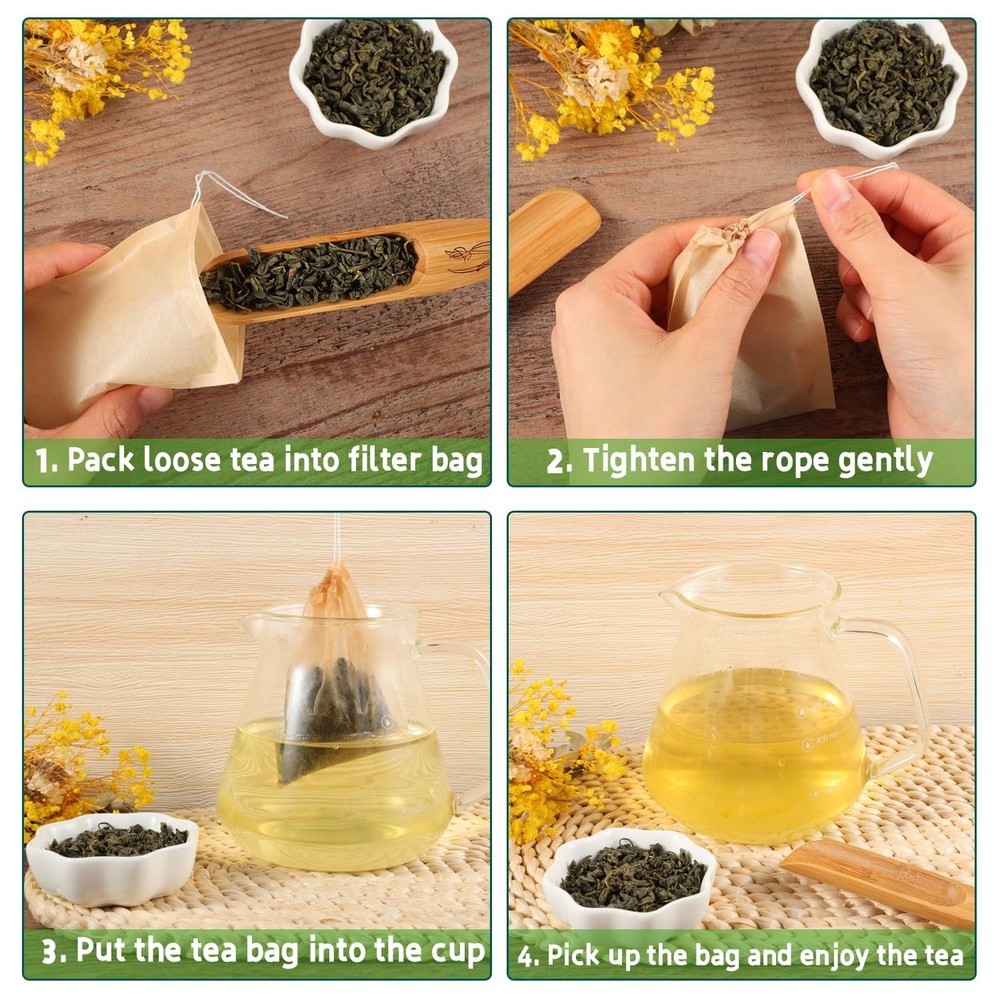 Empty Tea Bags - 300 Pcs Disposable Drawstring Unbleached Filter Bags for Loo...