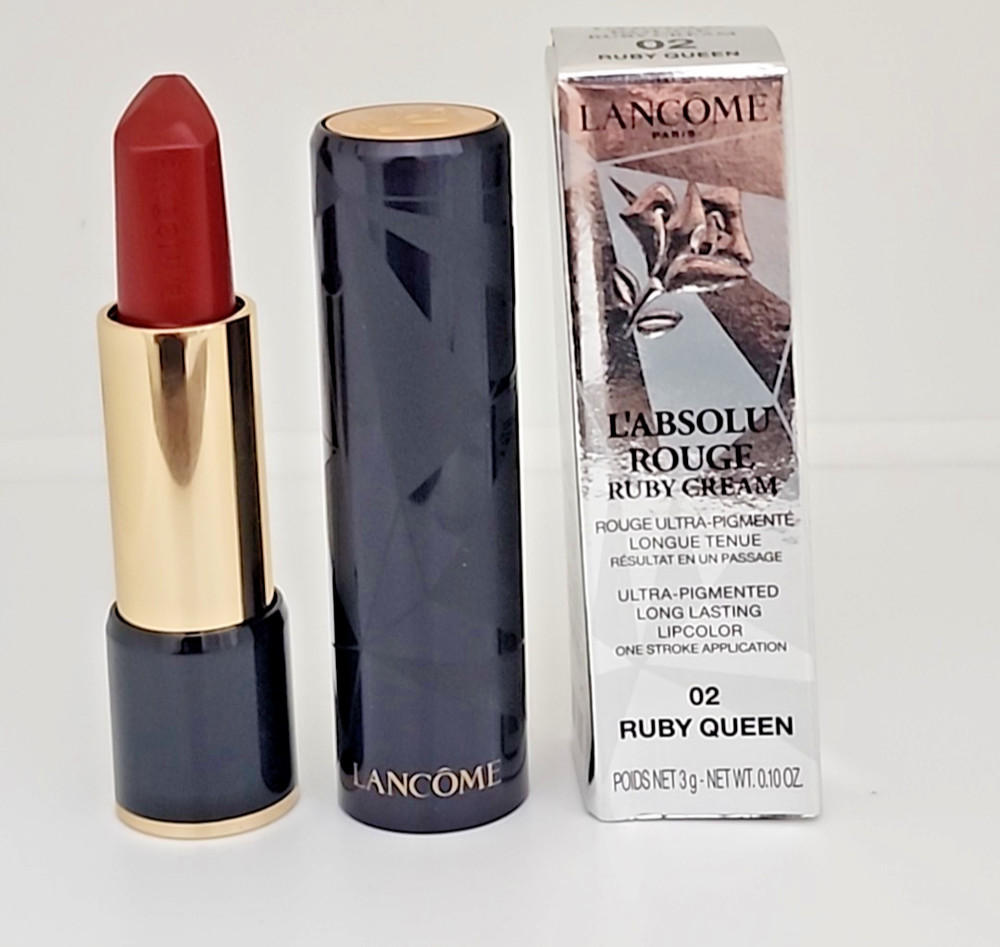 LANCOME L'ABSOLU ROUGE RUBY CREAM 02 RUBY QUEEN LONG LASTING LIPSTICK NEW