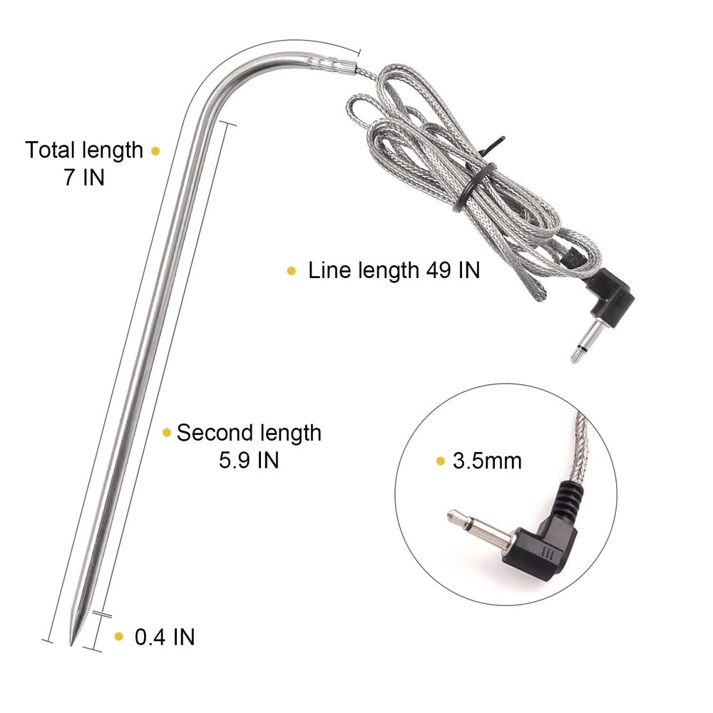 Pit Boss 2 Pack Replacement Meat Probe for Pellet Grill Smokers, 3.5mm Silver