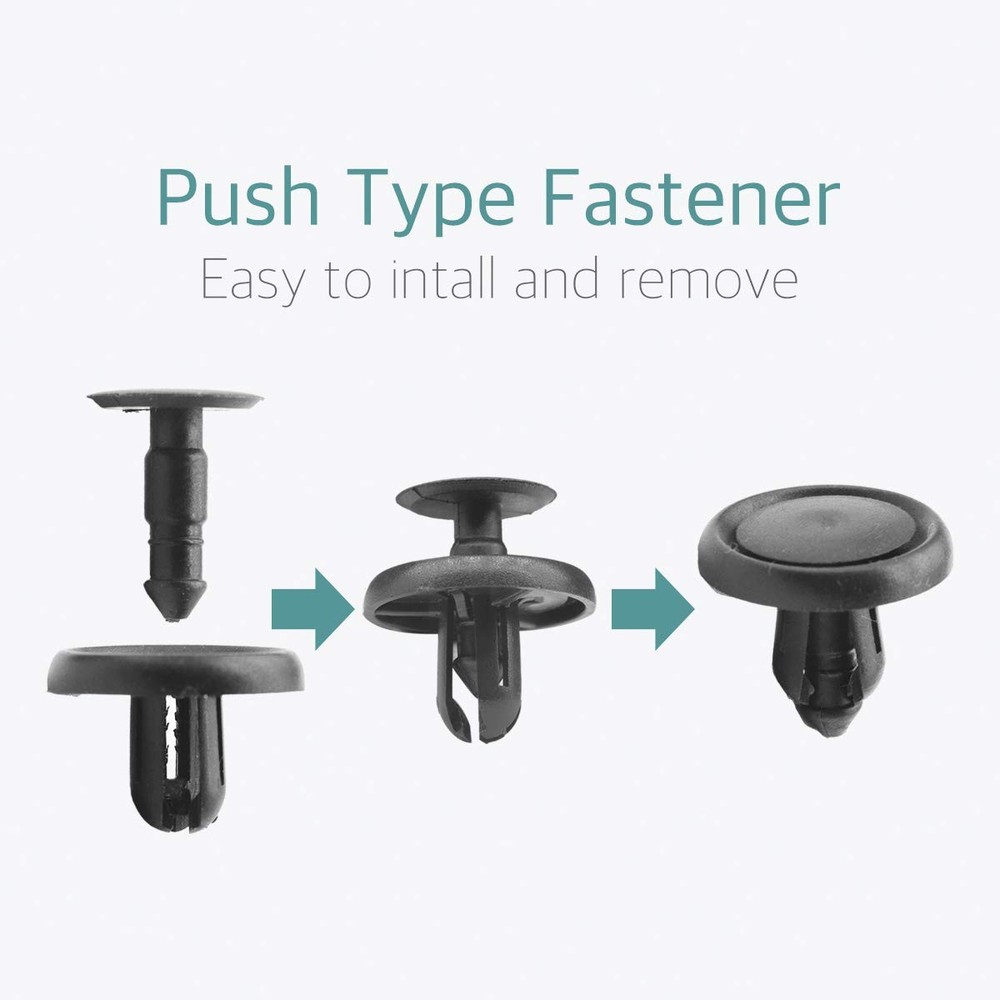 Lantee 100 Pcs Engine Under Cover Push-Type Retainer Clips One Size, Black