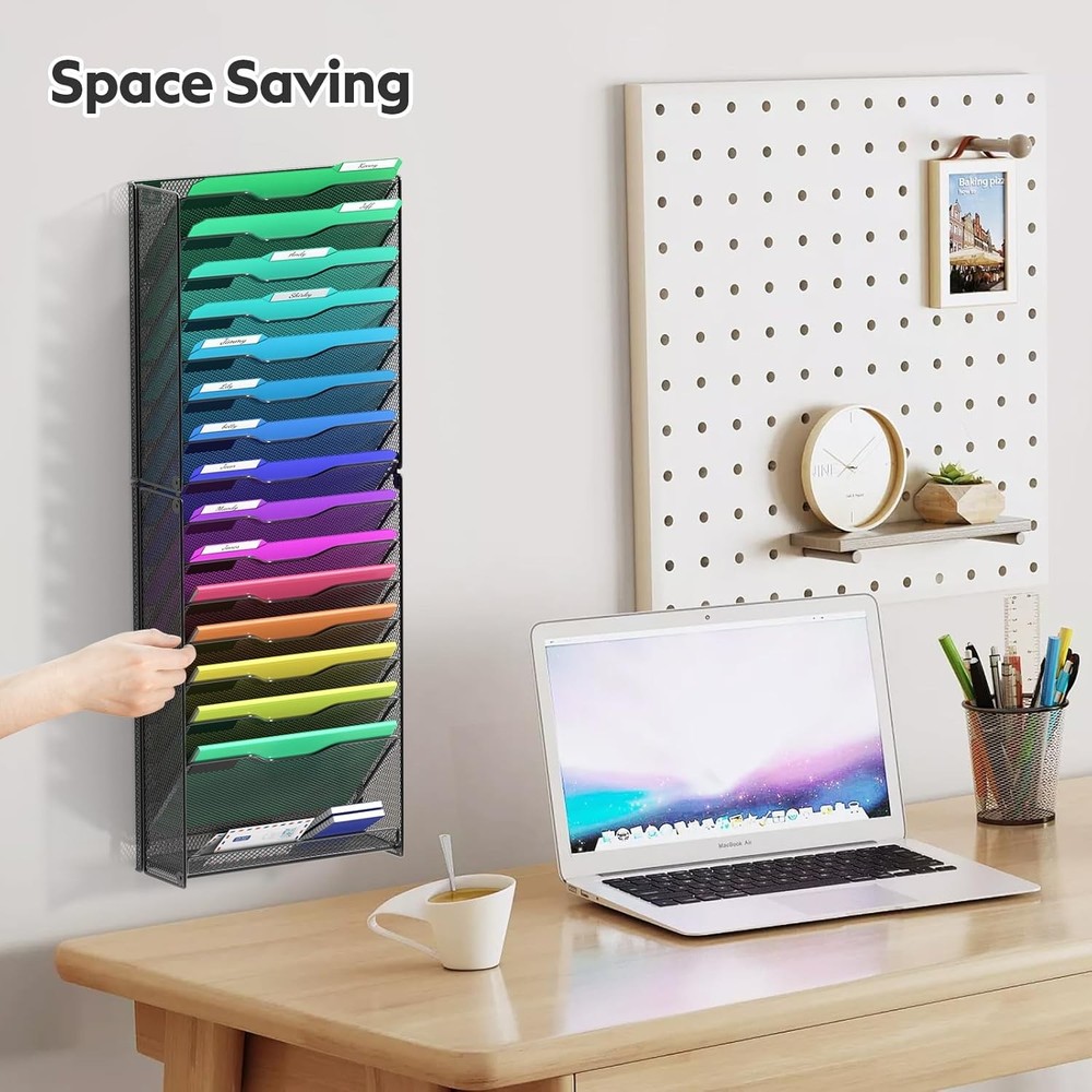 16 Tier Wall File Organizer Hanging Wall File Holder Wall Mount Paper Folder