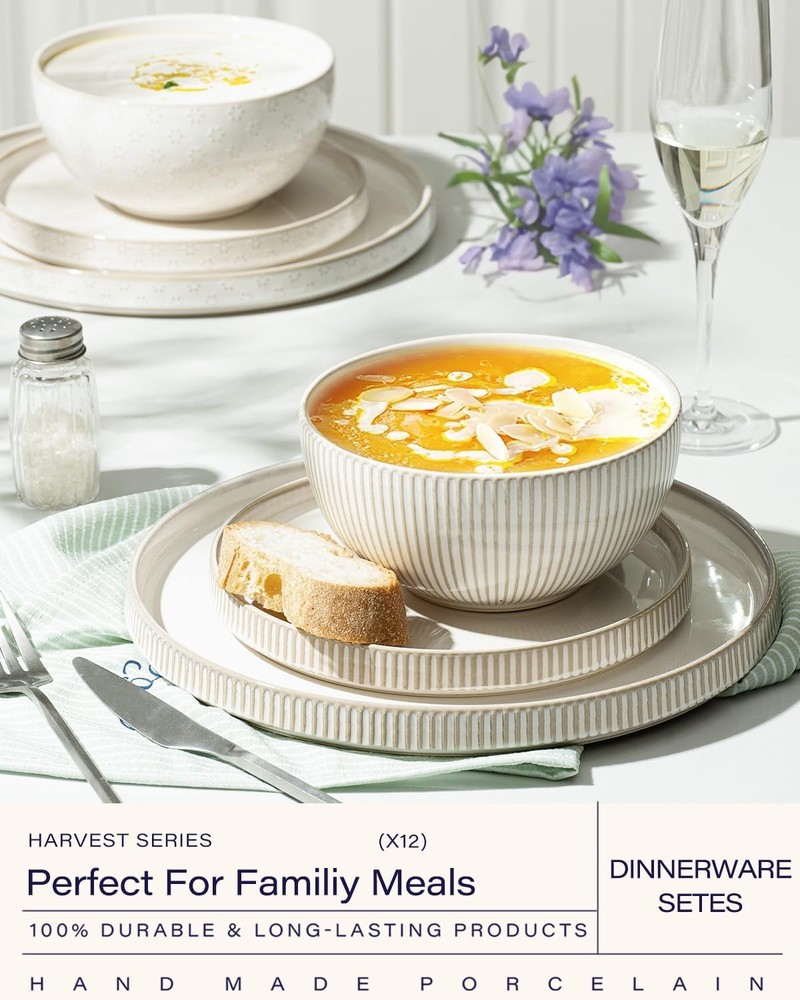 Getstar Dinnerware Sets, Plates and Bowls Sets (10.5” Dish + 8” Dish + 6”