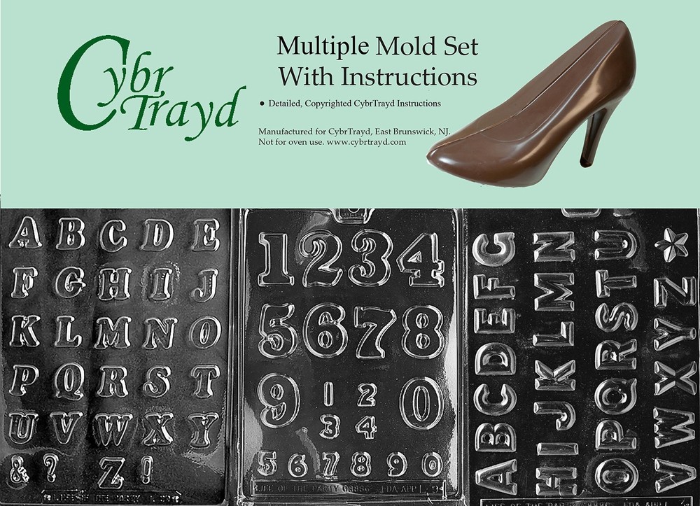 3-Piece Numbers and Letters Chocolate Molds Durable DIY Baking Tools Set