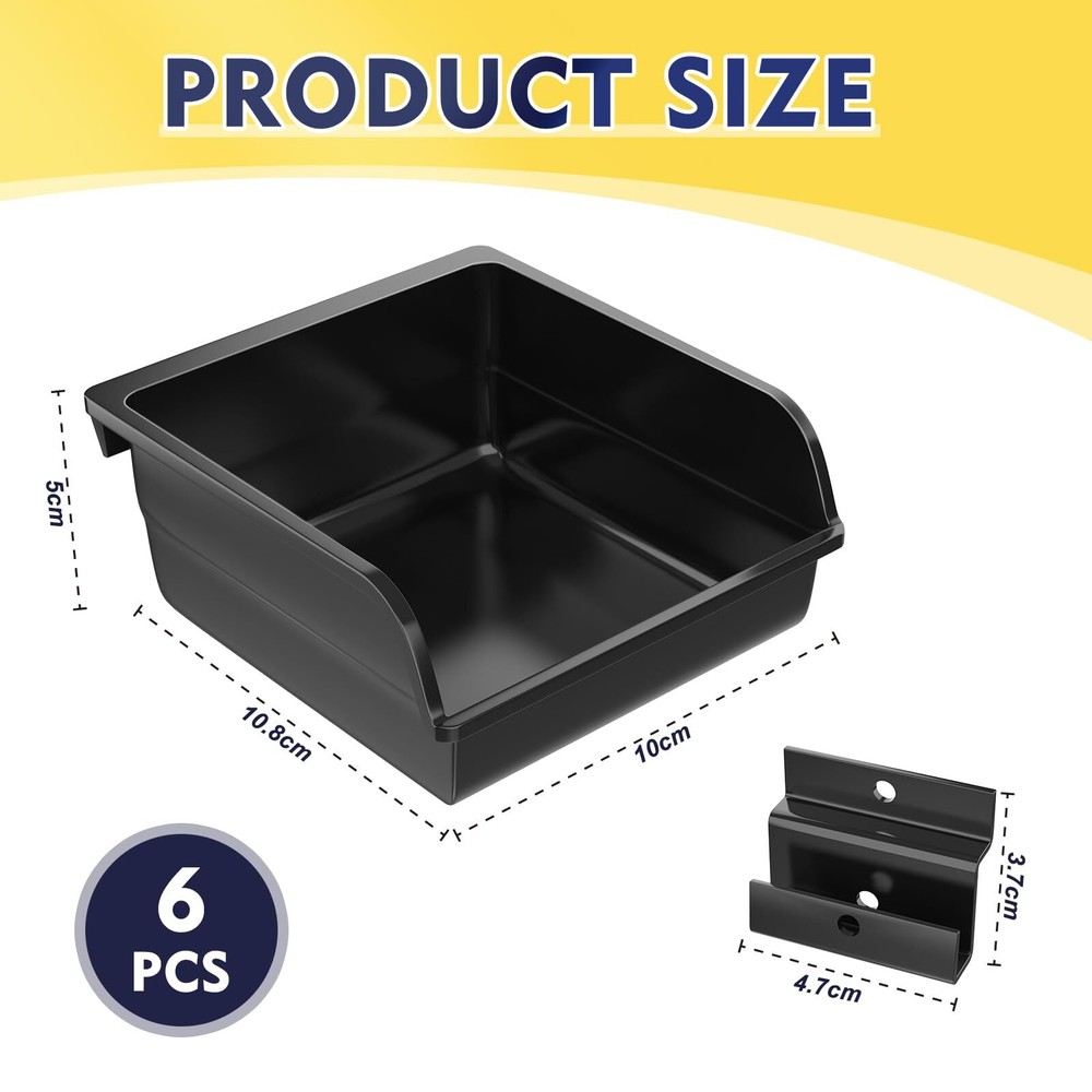 6 Pack Slatwall Bins with Hooks Plastic Slatwall Organizer Slatwall Container...