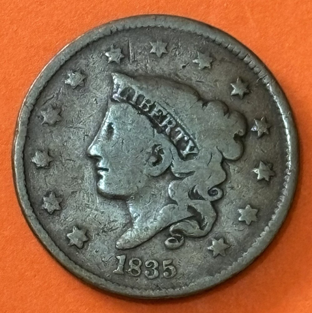 1835 Coronet Head Large Cent - Nice Date - Clear Liberty