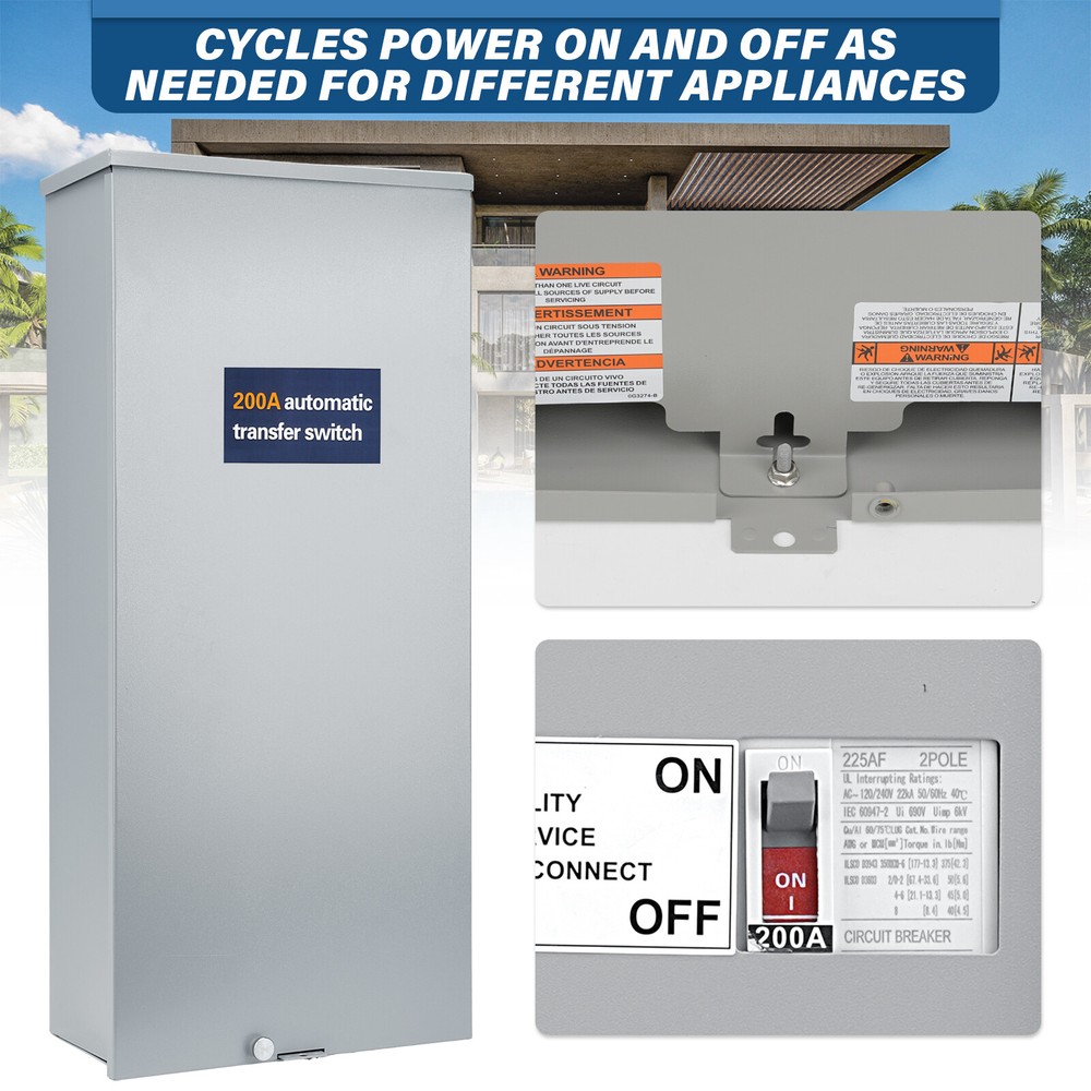 High Quality 200 Amp SE Rated Automatic Transfer Switch 8-24KW 120V