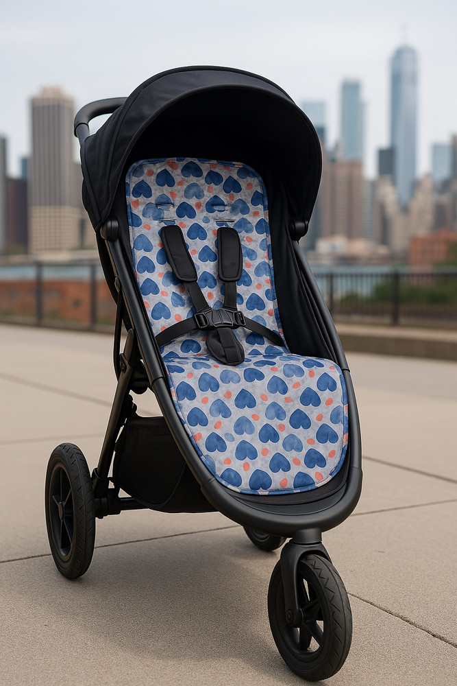 Blue Hearts Stroller Liner