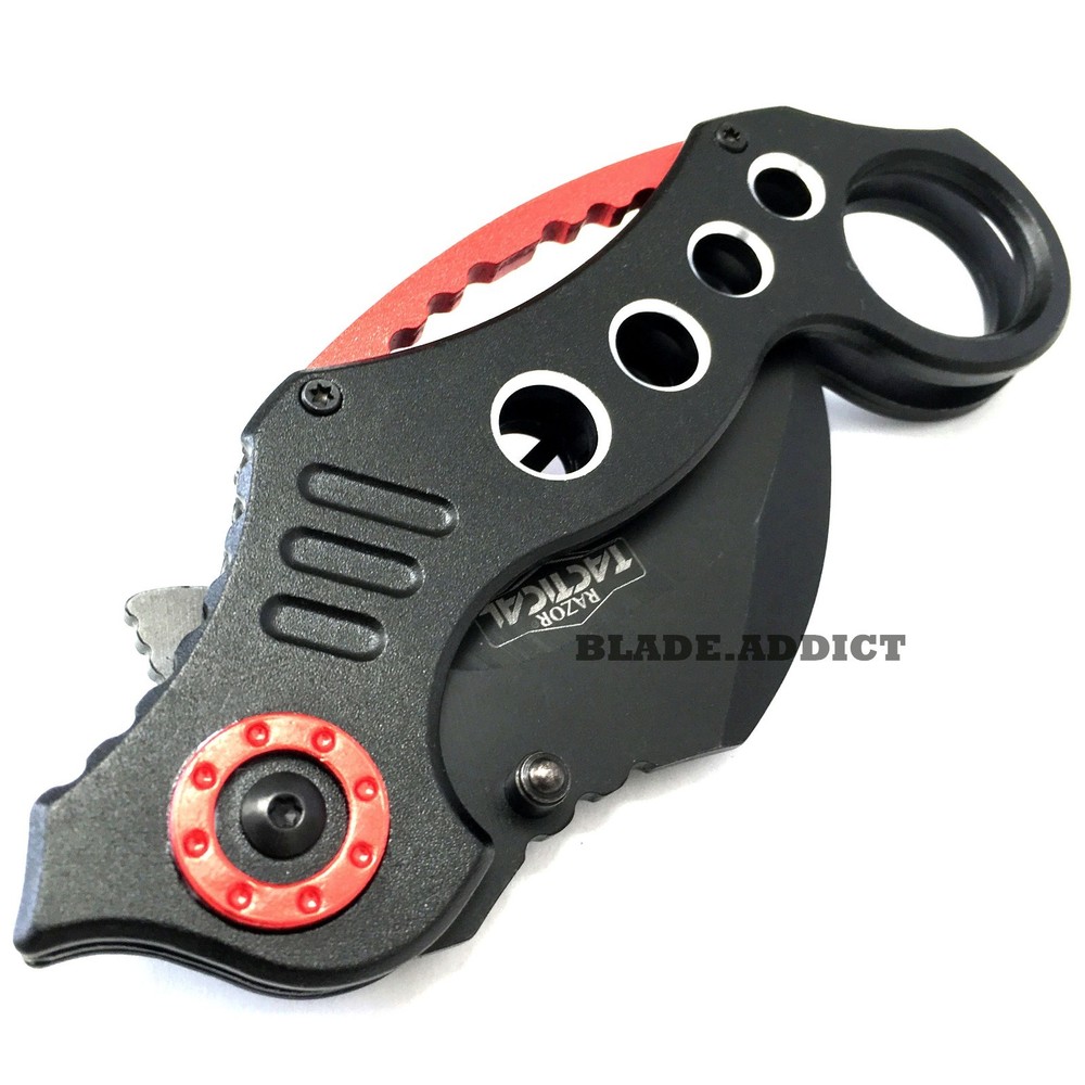 2PC 8" Tactical Spring Assisted Open Folding Pocket Knife Karambit Claw Combat