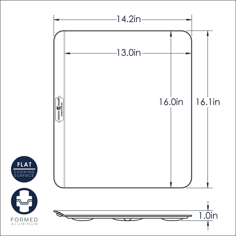 16x14 Inch Aluminum Insulated Rectangular Cookie Baking Sheet Pan