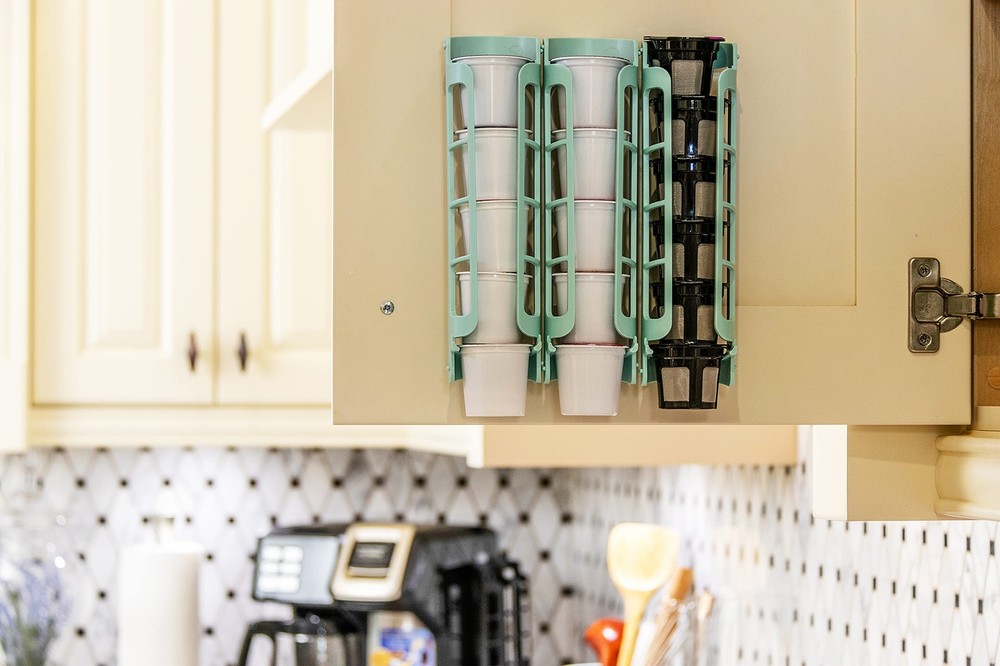 Oasis Blue K Cup Holder 3 Rows/15 K Cups Side Mount Wall Mount Storage