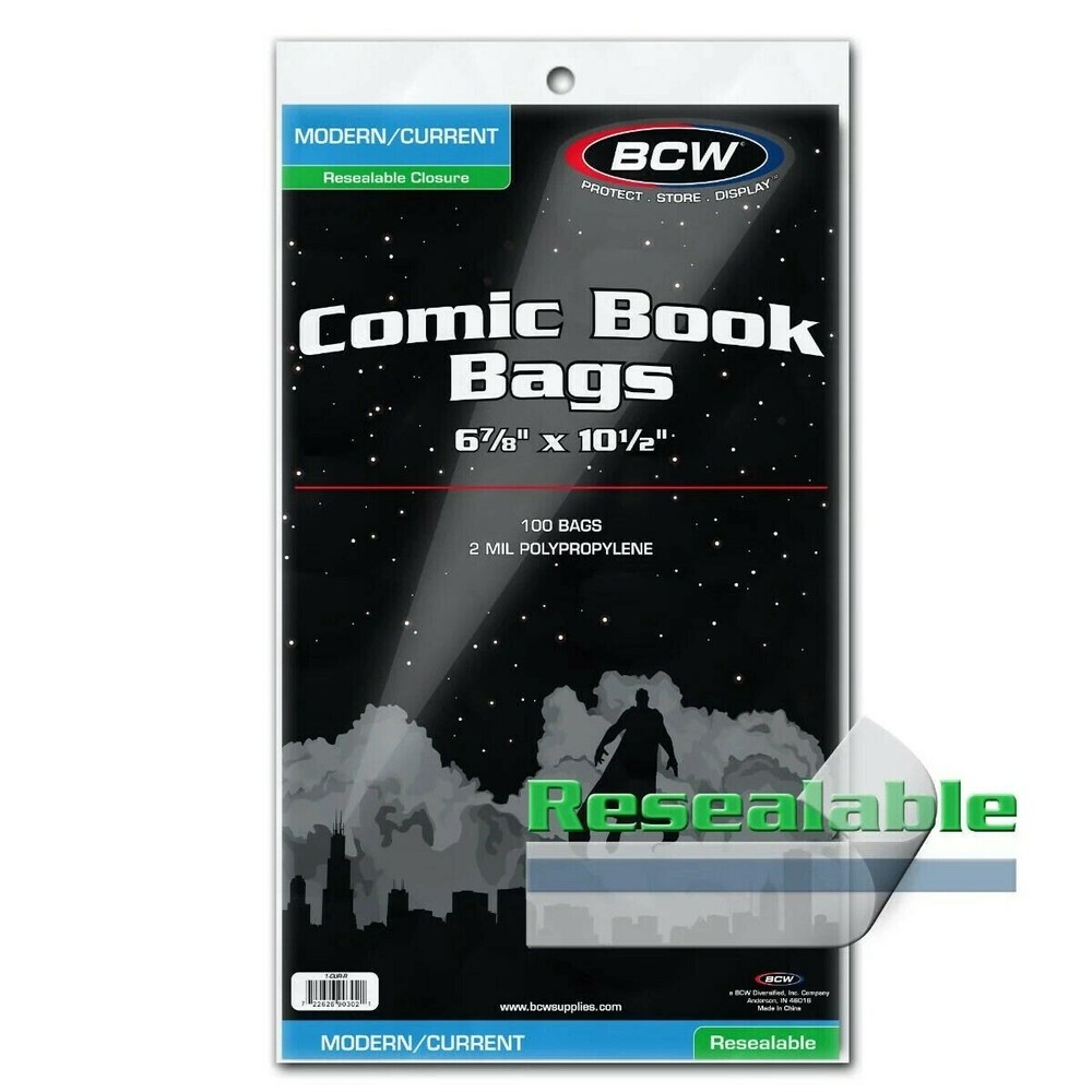 100 BCW Current Boards & 2-Mil Current Resealable Polypropylene Comic Bags