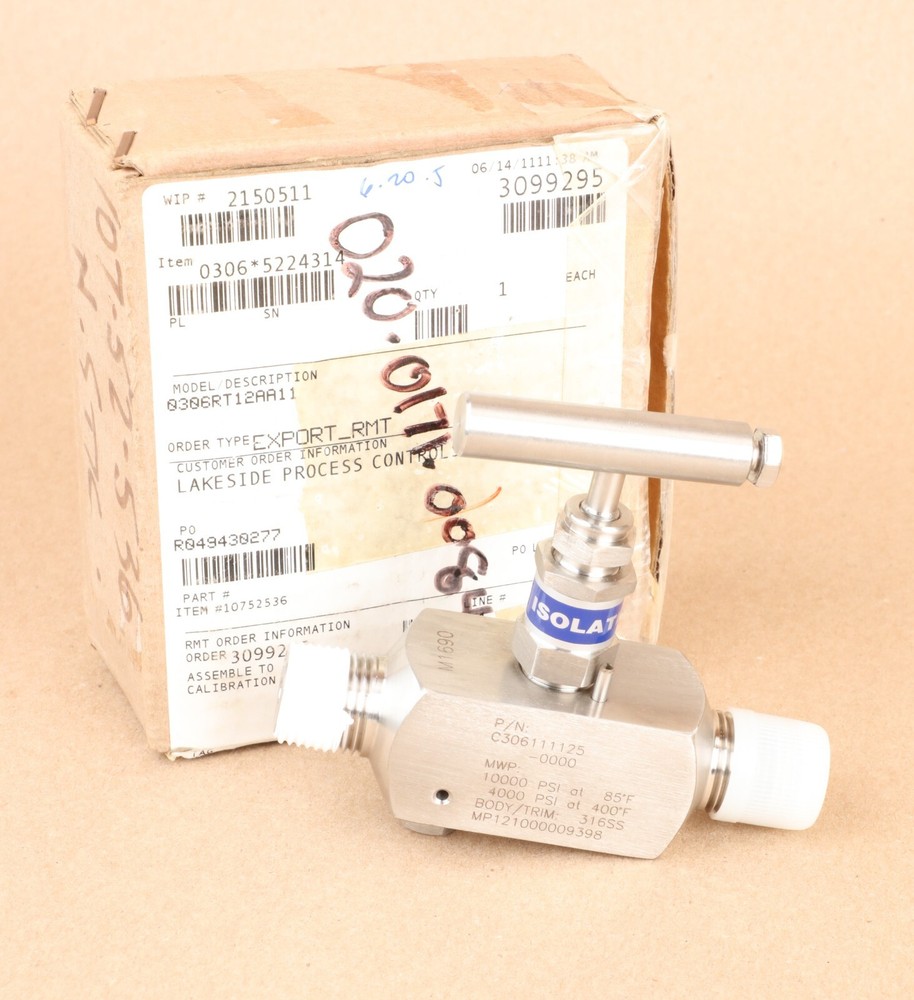 Rosemount C306111125-0000 Needle Isolation Valve