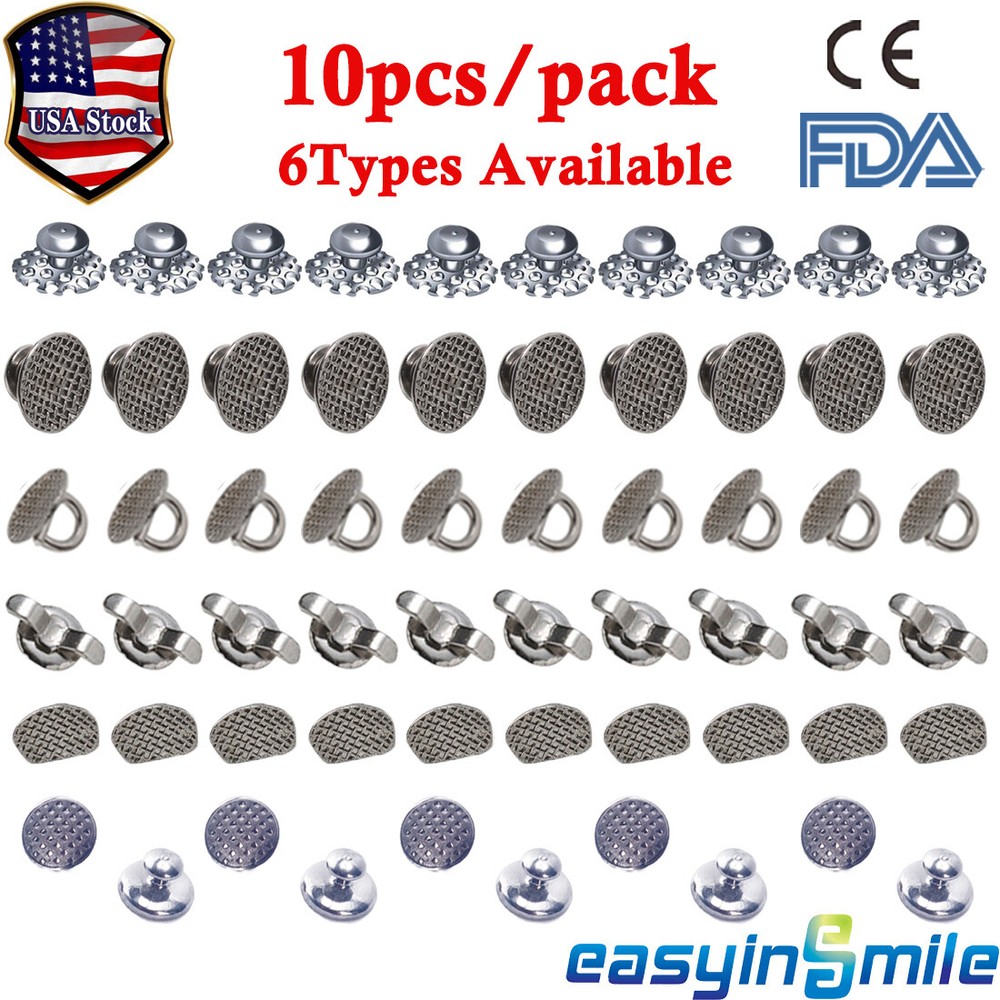 Dental Orthodontic Brace Lingual Button Bondable Round Rectangular Mesh Base USA