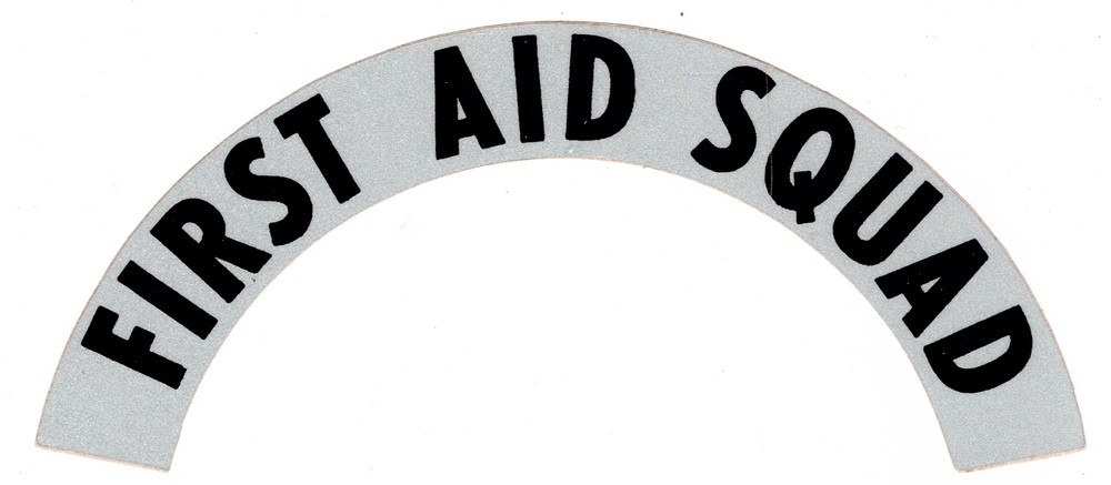 FIRST AID SQUAD  - Highly Reflective FIRE HELMET CRESCENT  DECALS -  A PAIR