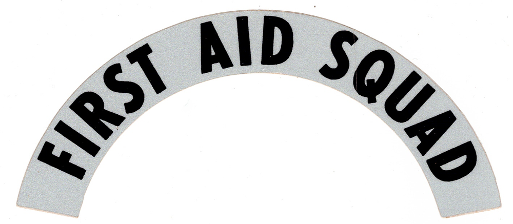 FIRST AID SQUAD - Highly Reflective FIRE HELMET CRESCENT DECALS - A PAIR