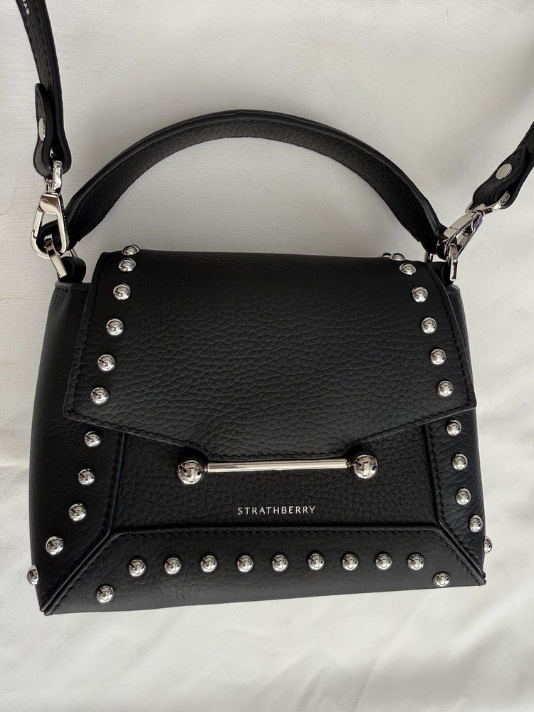 Strathberry Nano Black Studded Silver Brand New