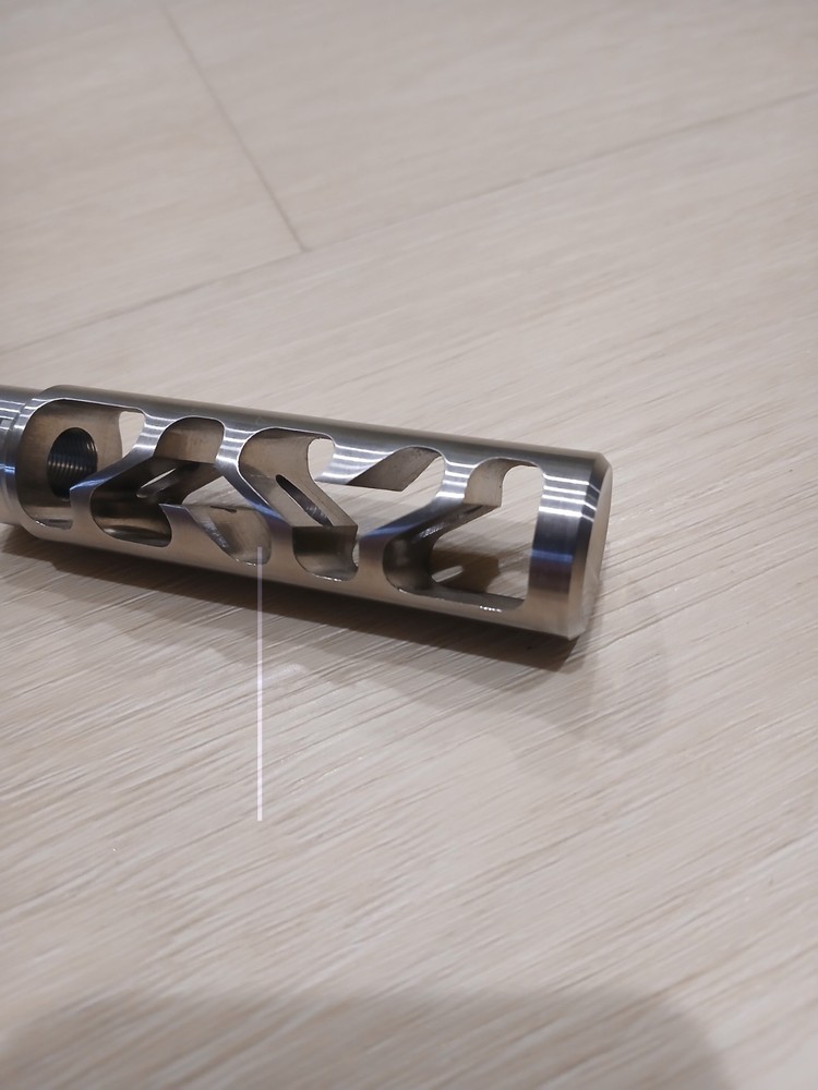 Stainless Steel Brake Handle Decorative Muzzle 1/2-28 Thread .255 Thru Hole.