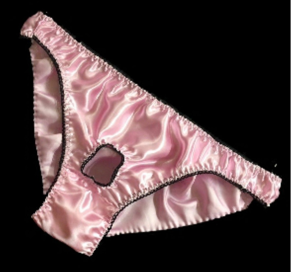 MENS Open Front Satin Sissy Bikini Panties