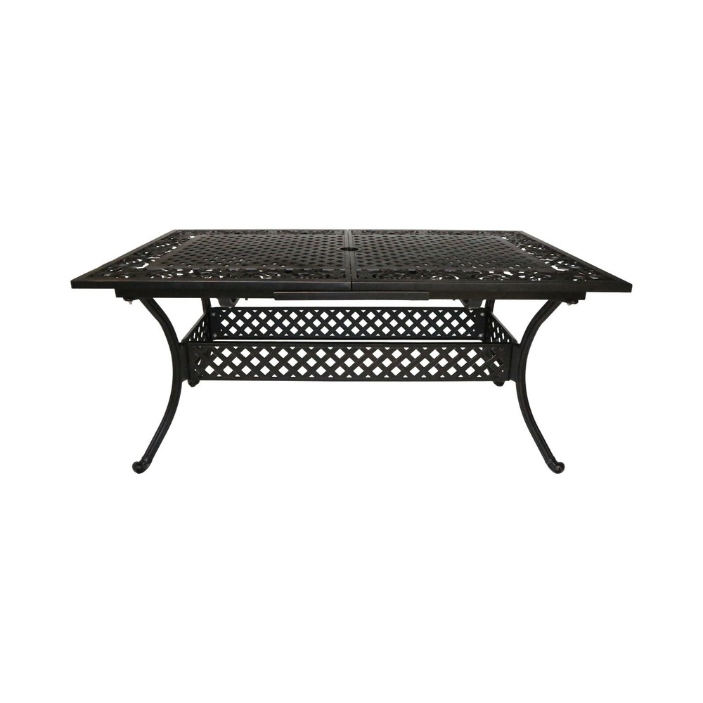 Phoenix Expandable Patio Dining Table, 64" - 81", Cast Aluminum, Shiny Copper