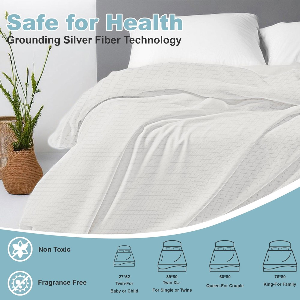 Grounding Sheets King Size,Grounding Flat Sheets 20% Silver for Bed Sleeping ...