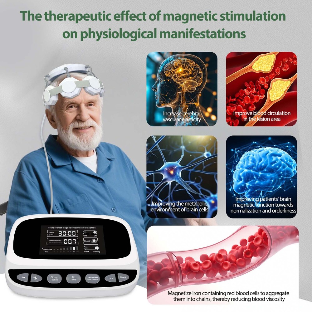 Transcranial Magnetic Brain Therapy Helmet Cognitive Function Therapy for Elder