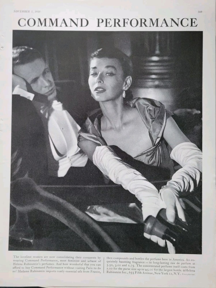 1950 Helena Rubinstein command performance perfume vintage ad
