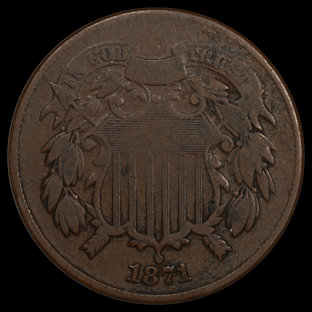 1871 2C Two Cent Piece Circulated Coin