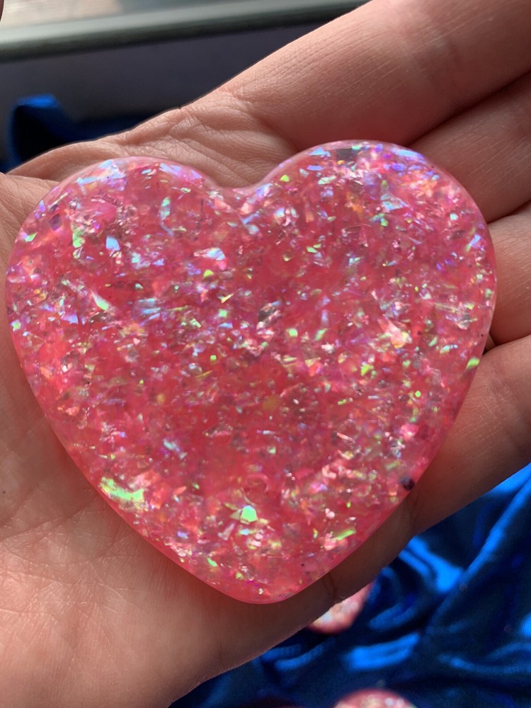 Handmade Iridescent Heart Magnets.