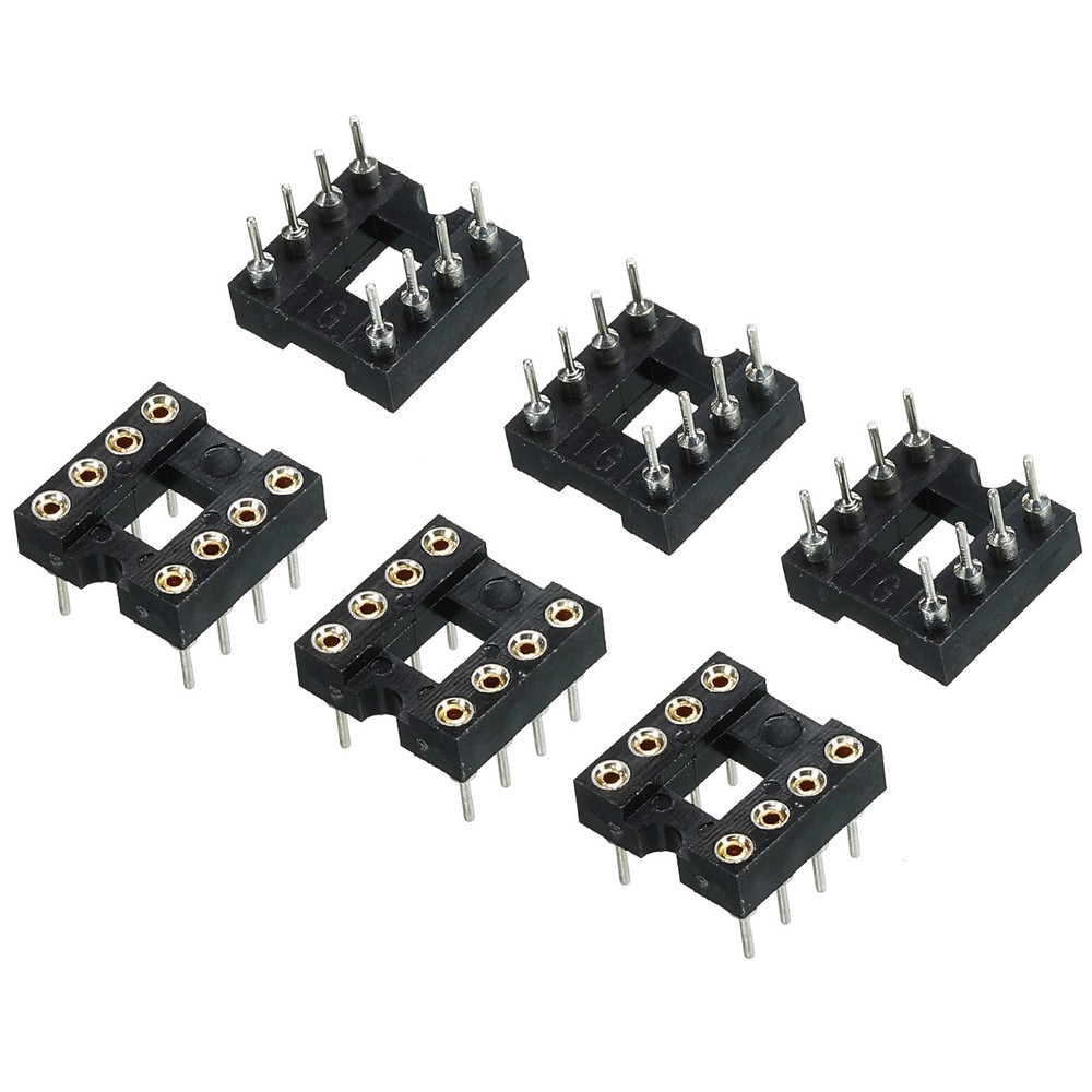 DIP IC Chip Socket Adapter Round Pin 8P 2.54mm Pitch IC Socket 6 Pack