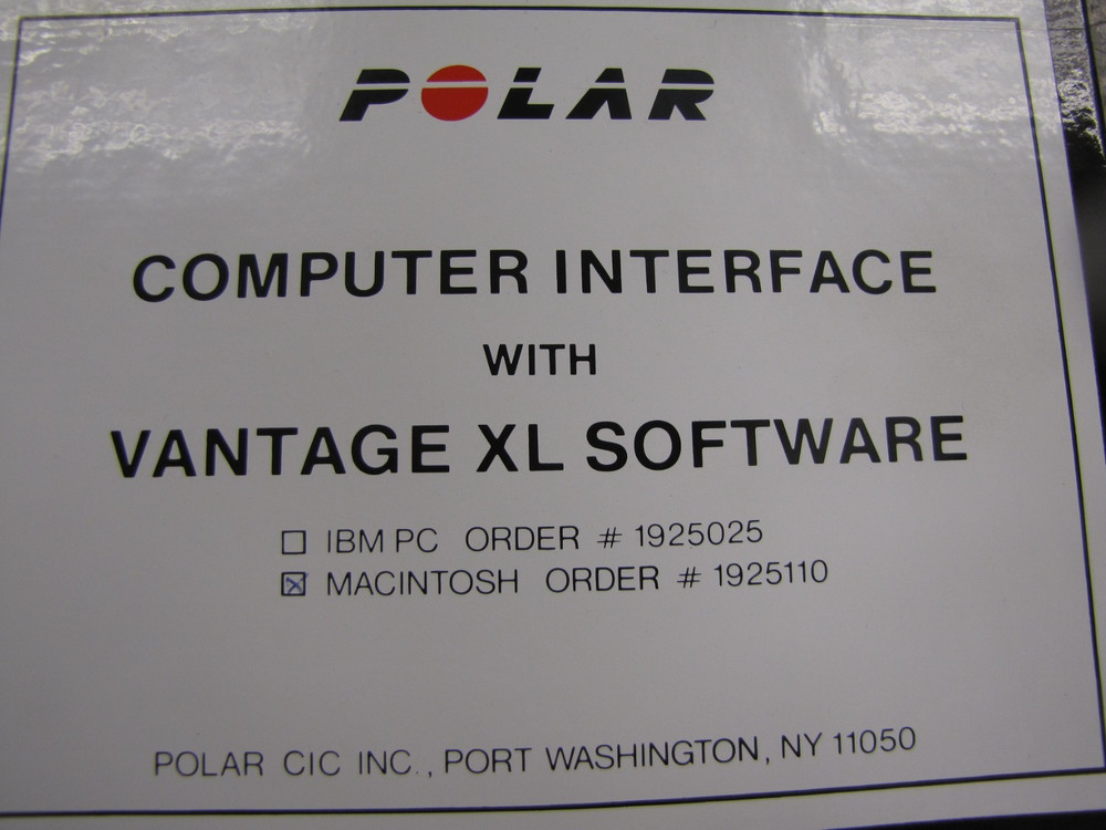 Vtg Polar Computer Interface MACINTOSH Vantage XL Software 3.5" Complete -MM22